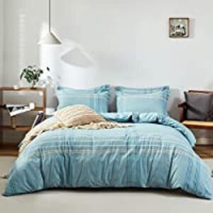 Blue Duvet Cover In A Classic Cottagecore Breathable Natural Washed Cotton NEW